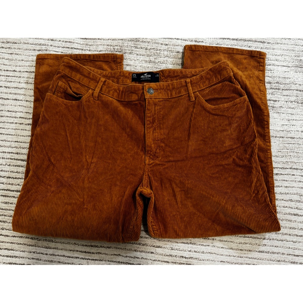 Hollister High-Rise Dad Pants Corduroy Burnt Orange W33 17S Womens